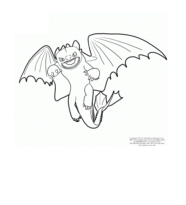 Coloriage Furie Nocturne : Sans-Dent Dragon - Dragon à imprimer