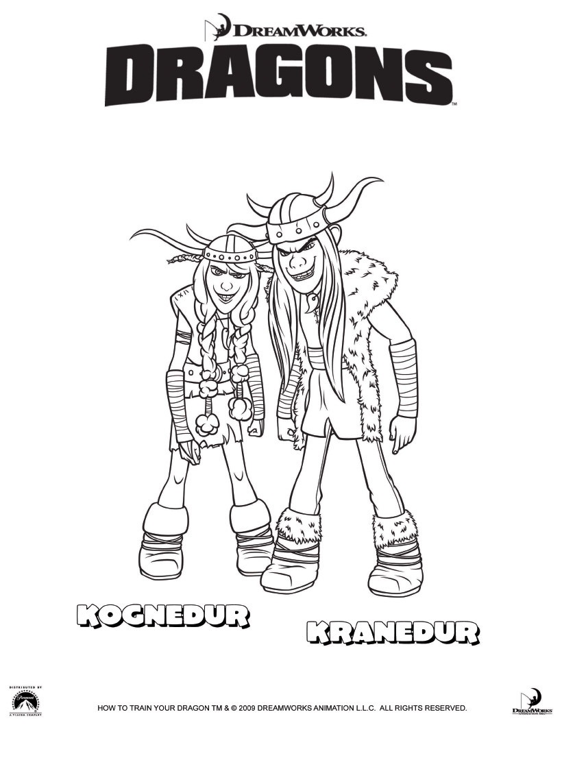 Coloriage Dragons Le Film Ruffnut Tuffnut - Dragon à imprimer