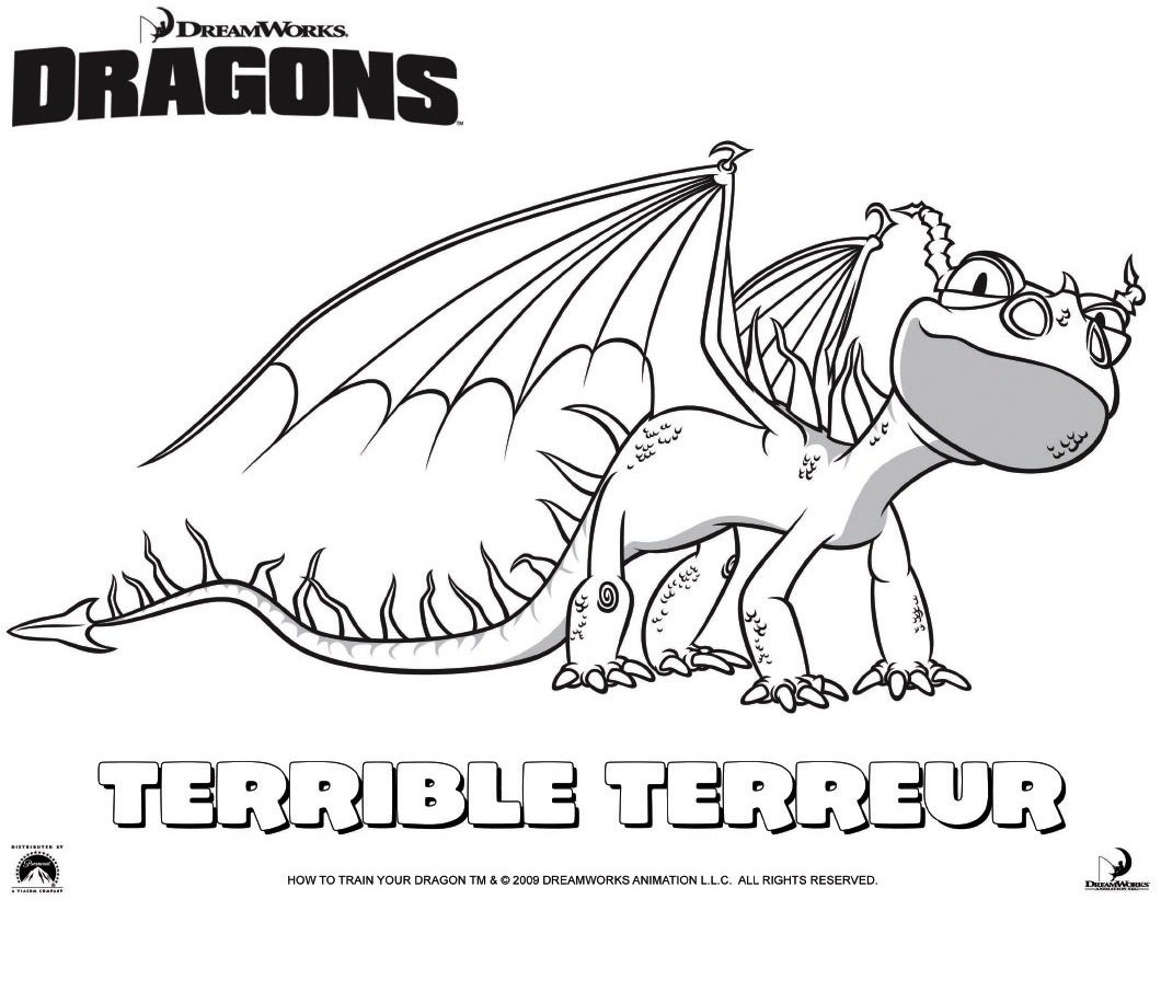 Coloriage Dragons Le Film Terrible Terror - Dragon à imprimer