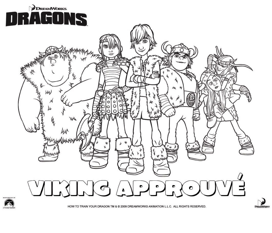 Coloriage Dragons Le Film Viking Groupe - Dragon à imprimer