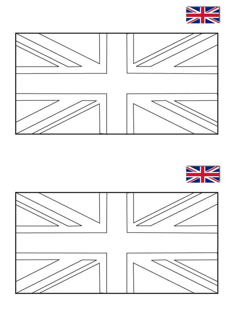 Coloriage Drapeau Anglais Angleterre Avec Exemple Couleur - Drapeau à imprimer