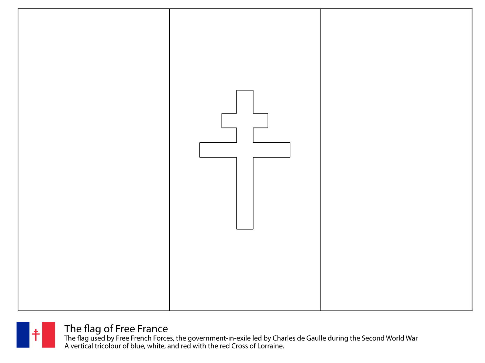 Coloriage Drapeau de la France Libre 1940-1944 - France à imprimer