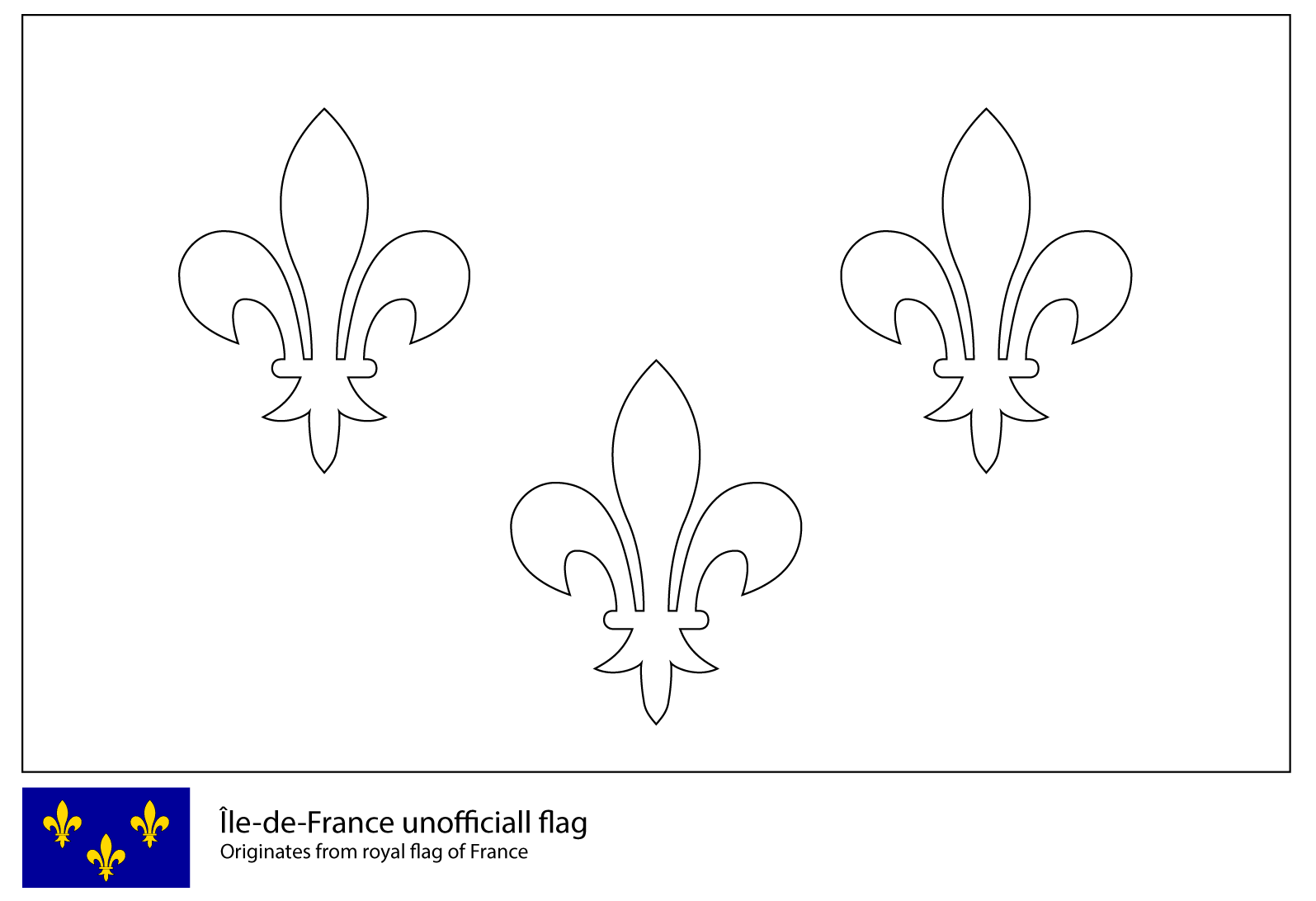 Coloriage Drapeau De Lile De France - France à imprimer
