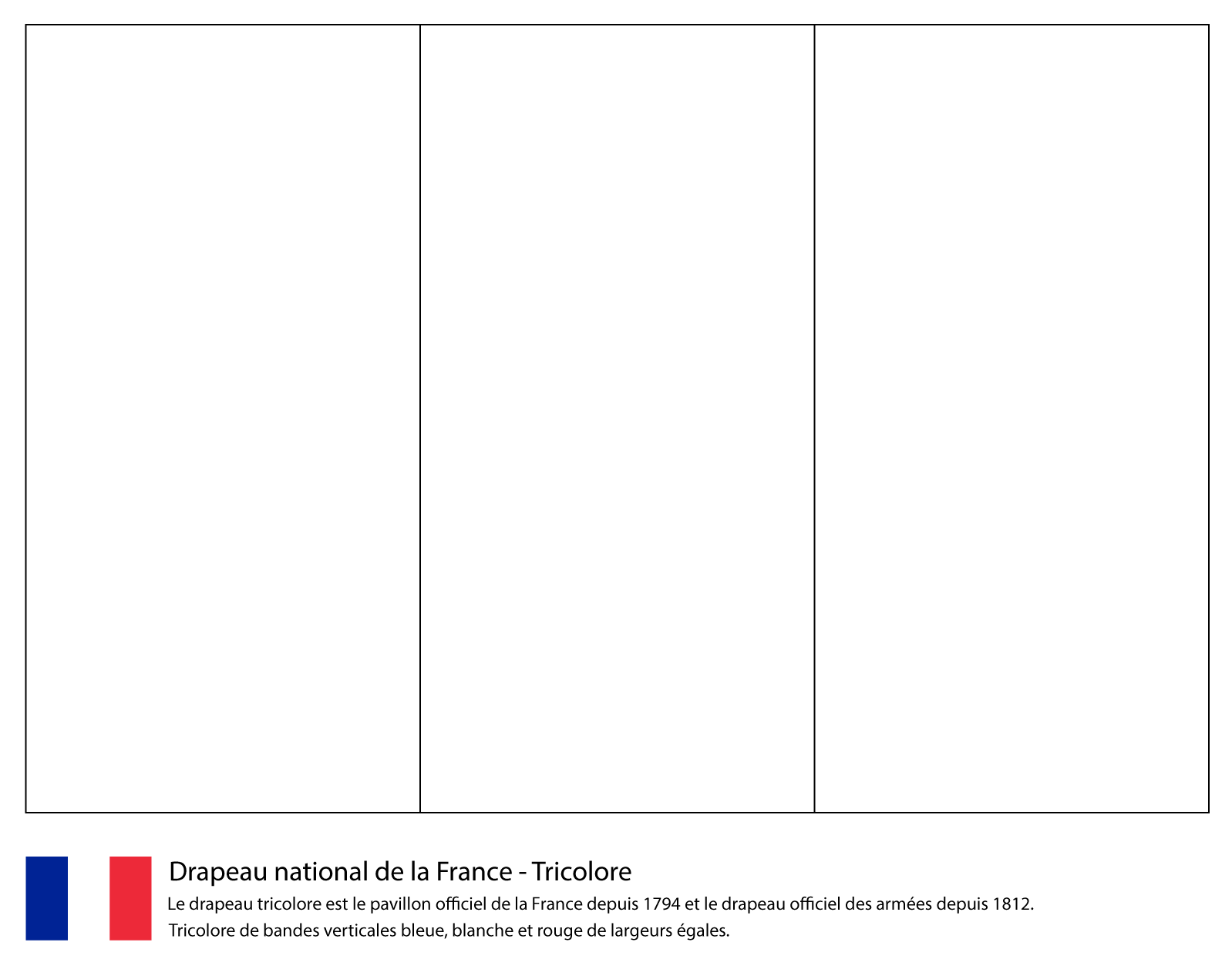 Coloriage Drapeau National De La France Tricolore - France à imprimer