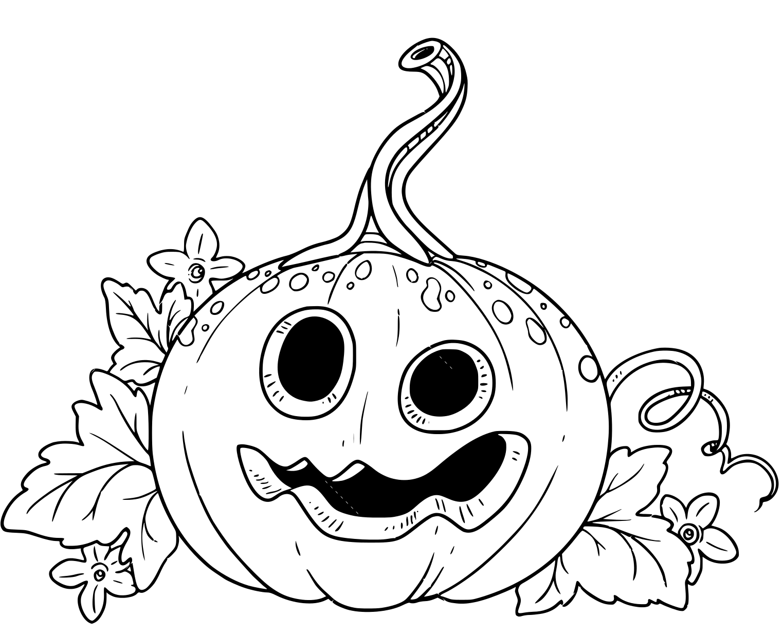 Coloriage Drôle De Citrouille Avec Feuilles - Halloween citrouille à imprimer