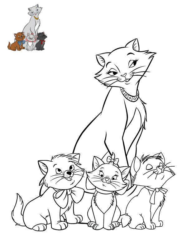 Coloriage Duchesse Berlioz Marie Toulouse Aristochats - Aristochats à imprimer