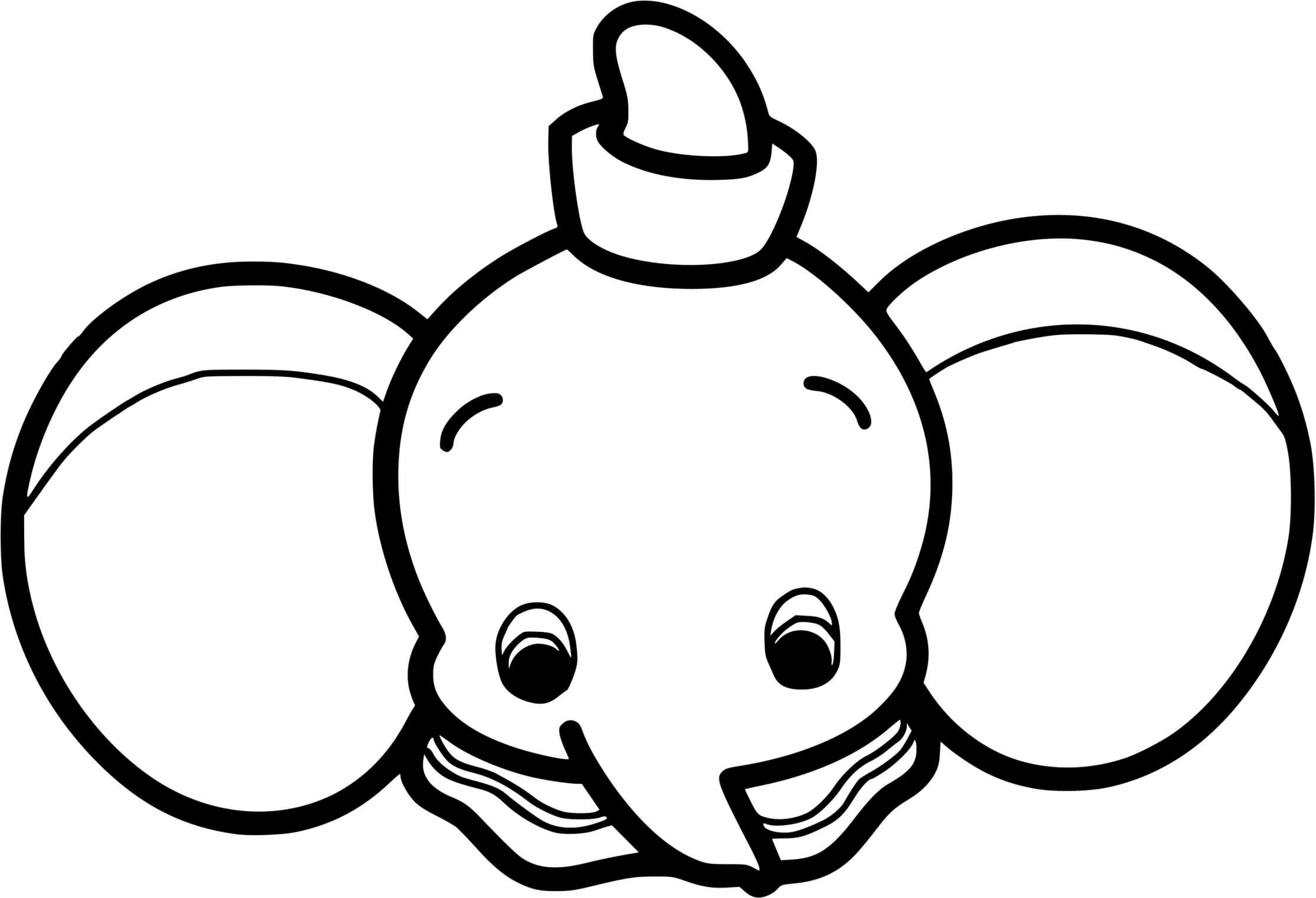 Coloriage Dumbo Bébé Kawaii - Disney bébé à imprimer