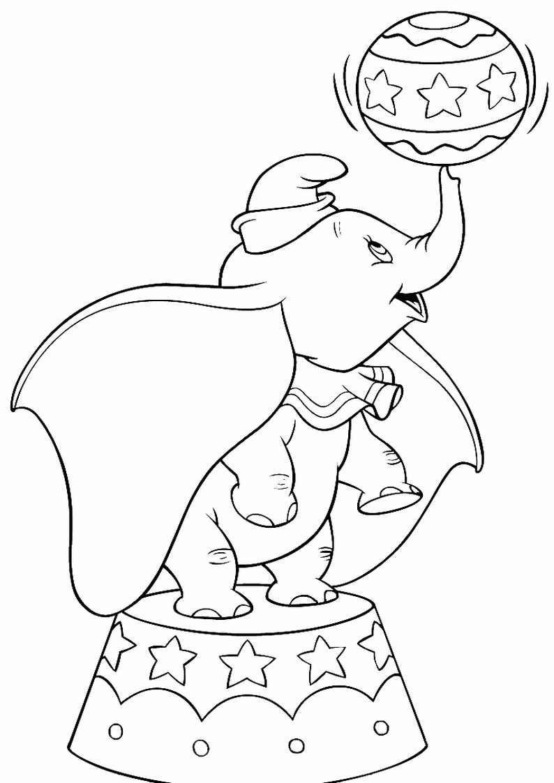Coloriage Dumbo Éléphant Au Circle - Alphabet disney à imprimer