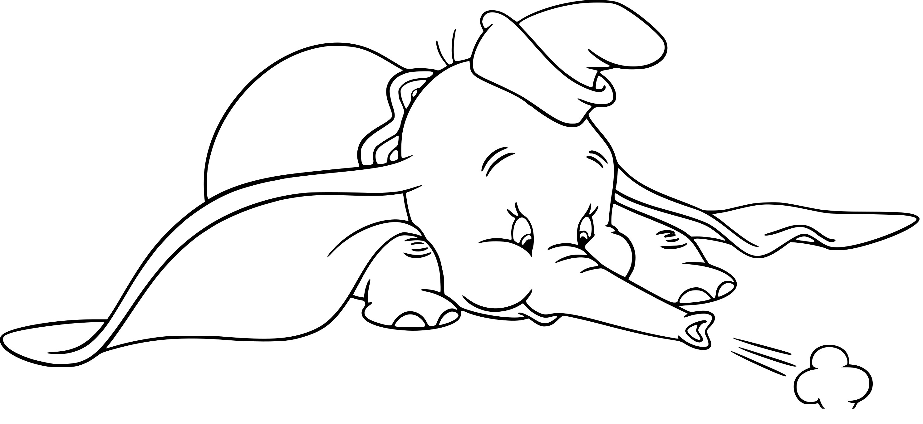 Coloriage Dumbo éléphant avec des oreilles surdimensionnées - Disney à imprimer