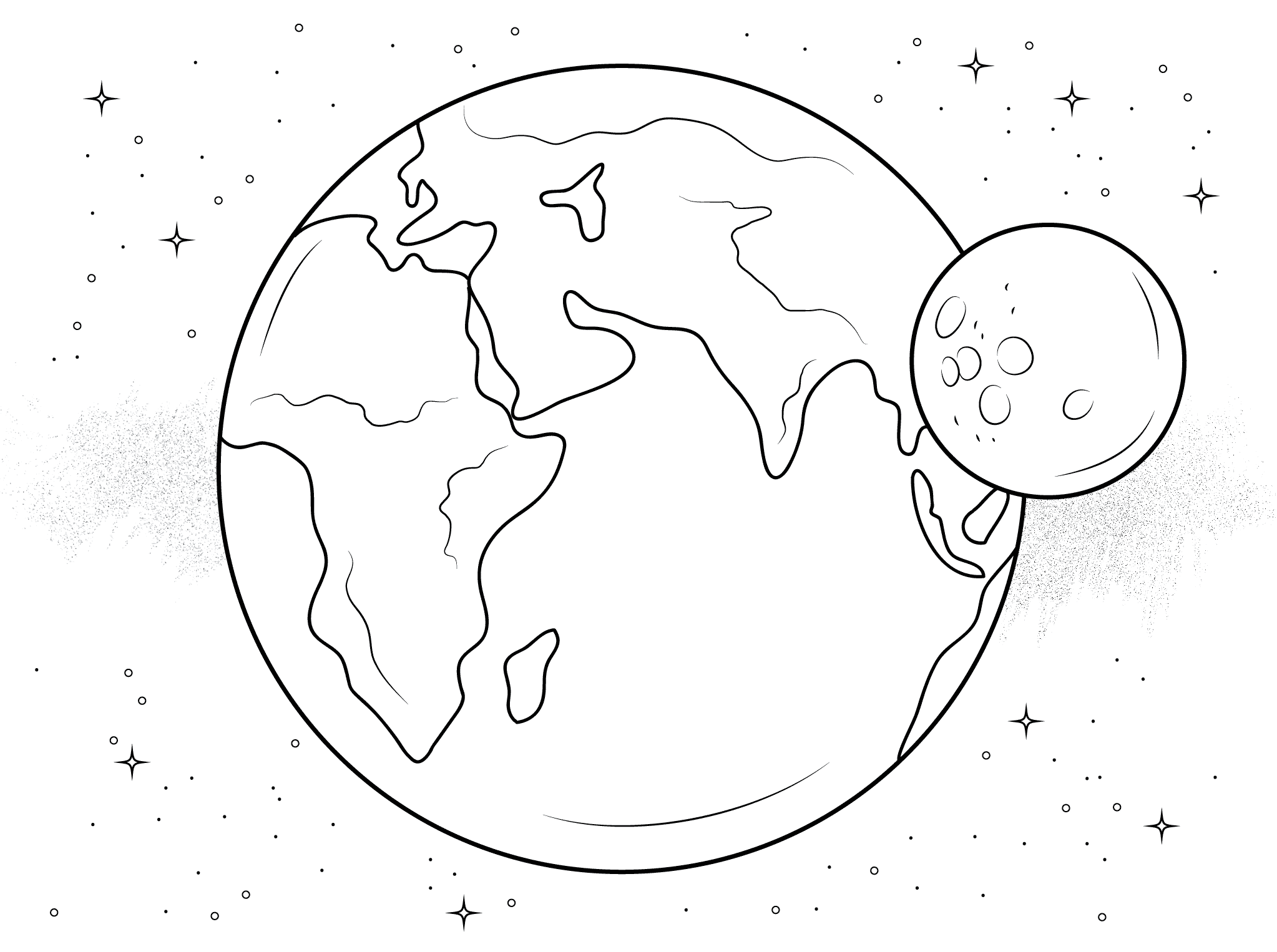 Coloriage Earth Et Moon - Planète à imprimer
