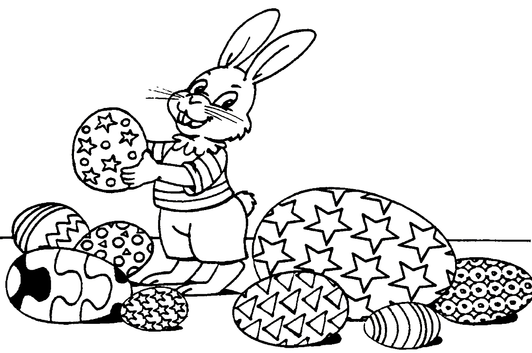 Coloriage Easter Bunny Eggs - Lapin à imprimer