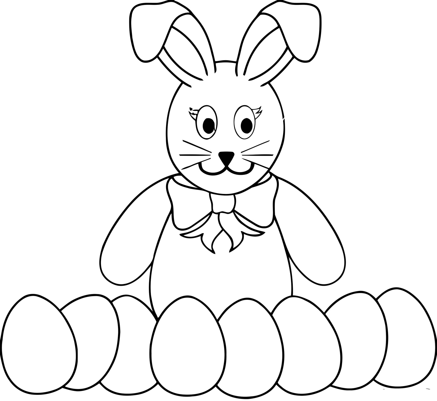 Coloriage Easter Bunny With Beaucoup Eggs Pour - Lapin à imprimer