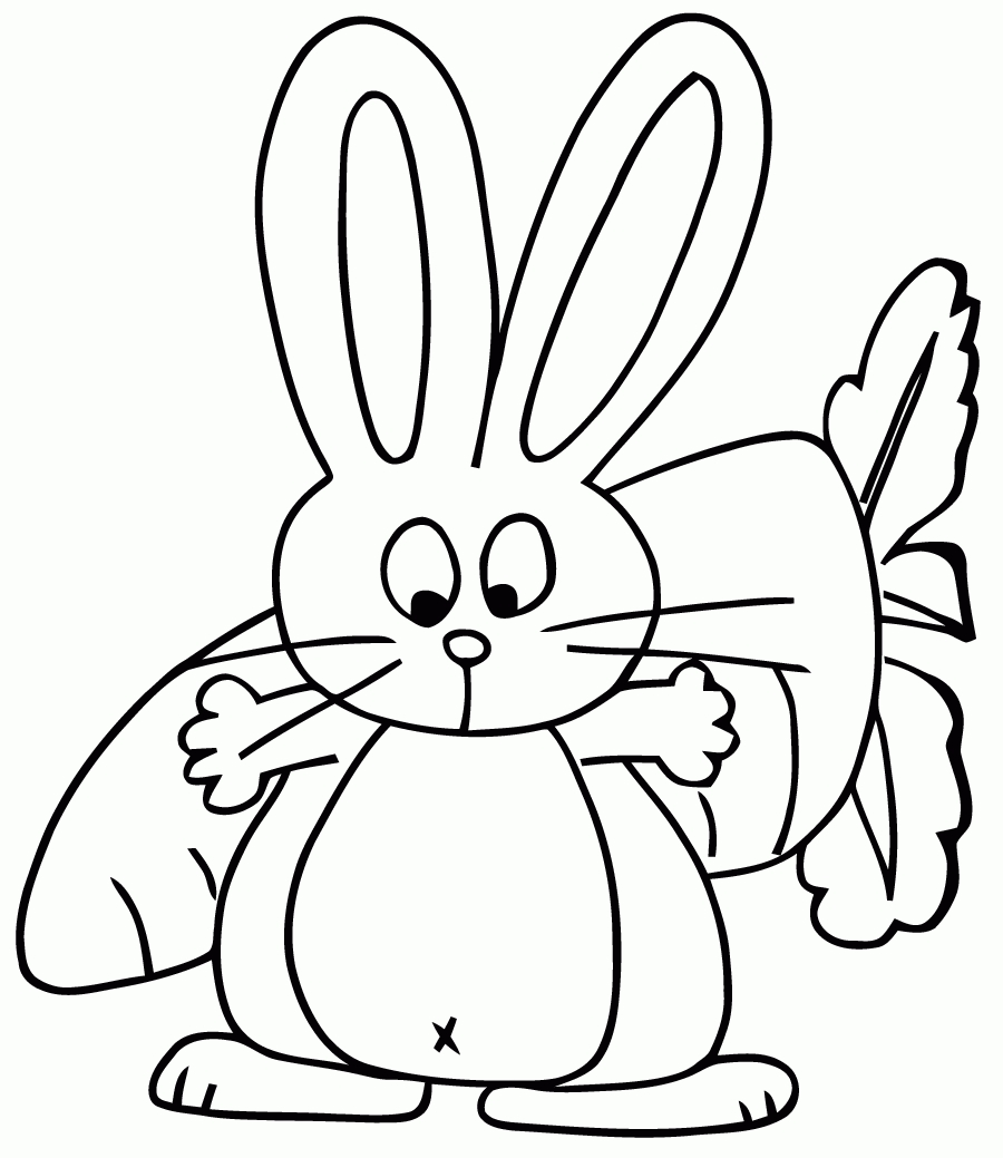 Coloriage Easter Bunny With Carrot - Lapin à imprimer