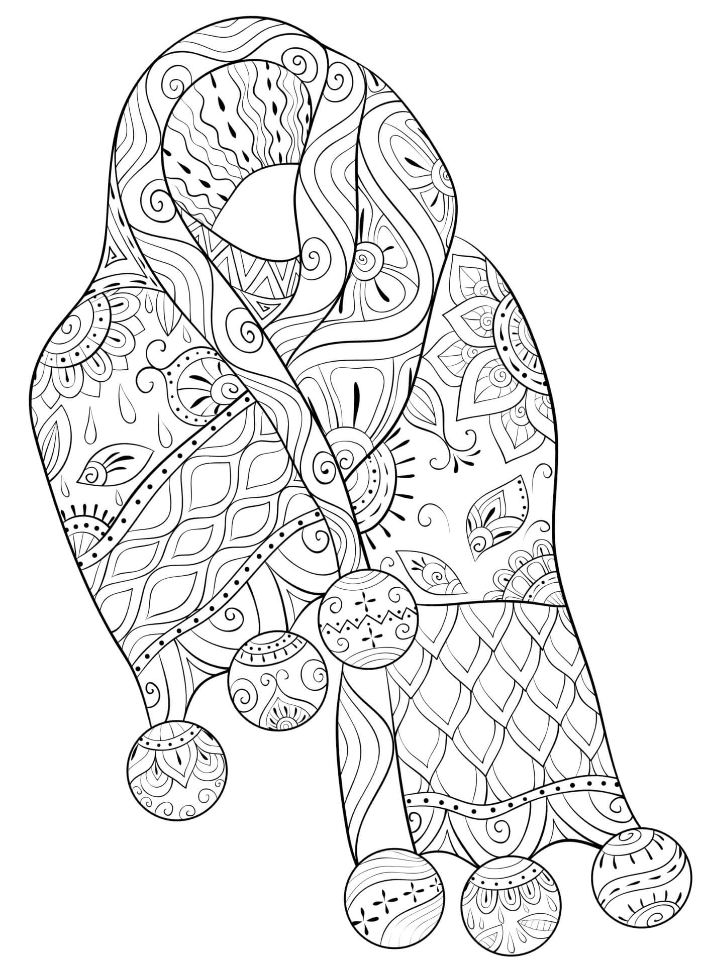 Coloriage Echarpe De Noël Mandala Anti Stress - Noël adulte à imprimer