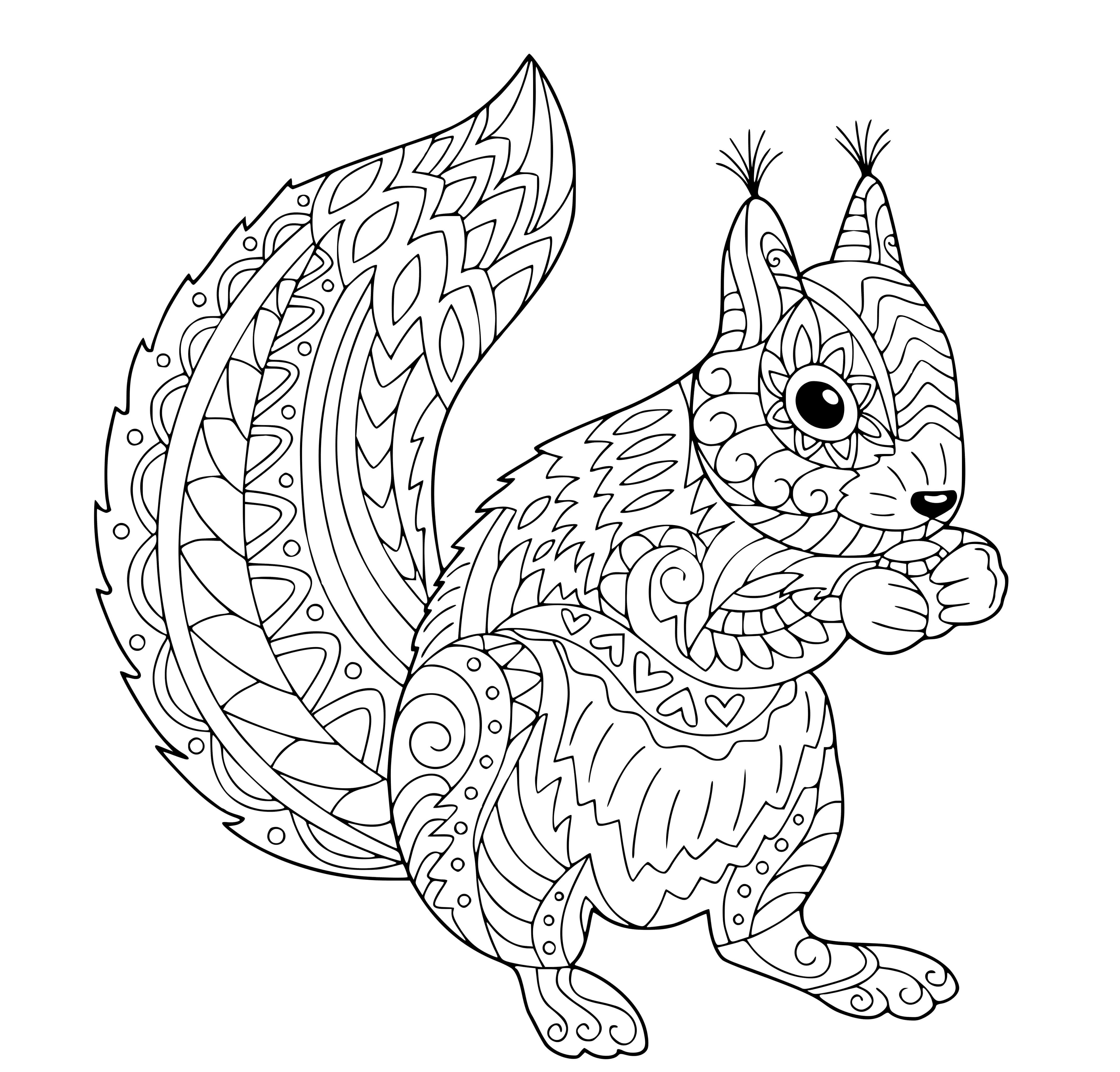 Coloriage Écureuil Automne Adulte - Écureuil à imprimer