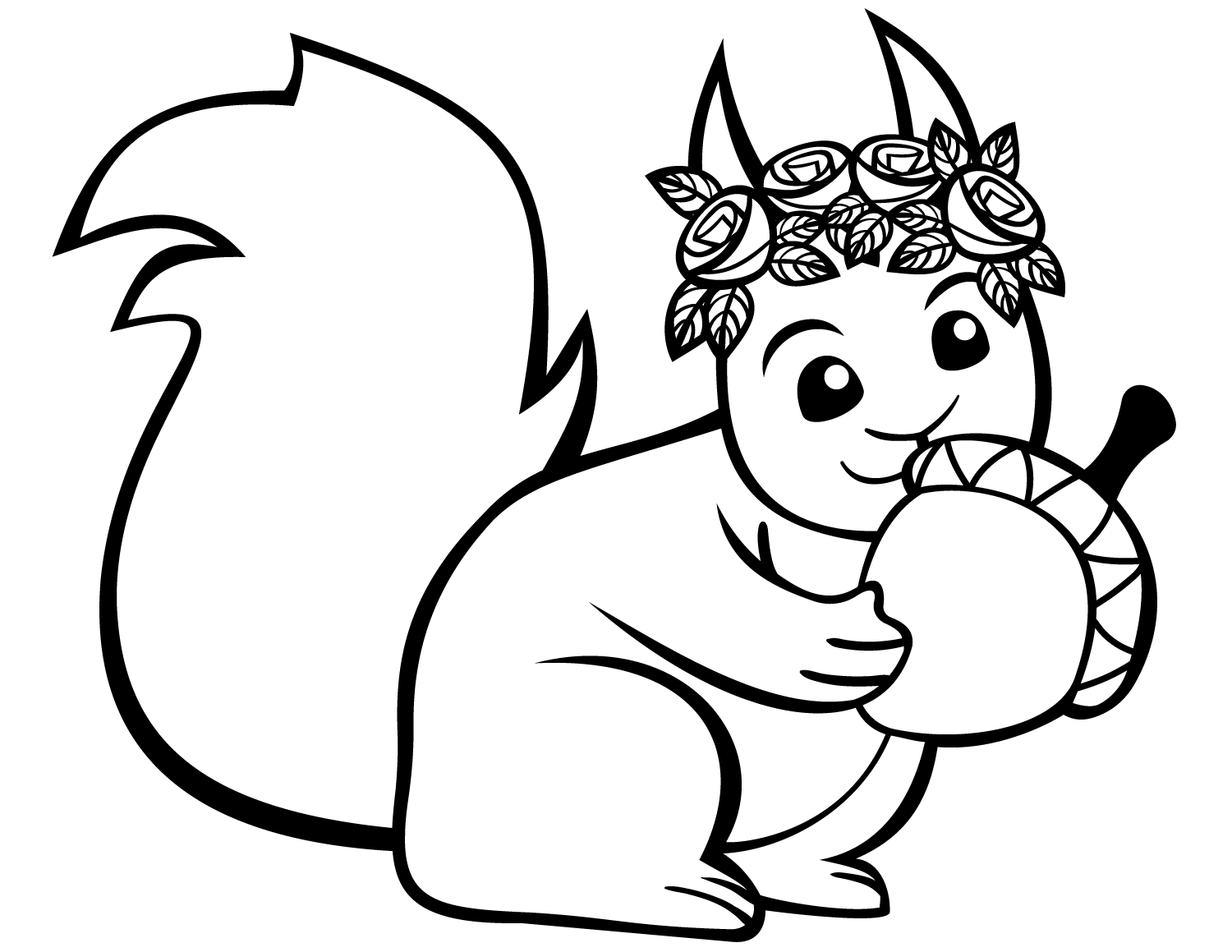 Coloriage Écureuil Avec Une Noisette - Écureuil à imprimer