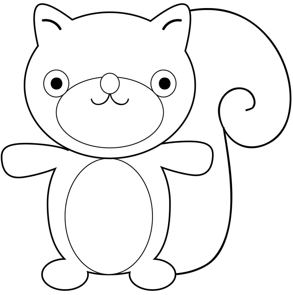 Coloriage Adorable Écureuil Cartoon - Écureuil à imprimer