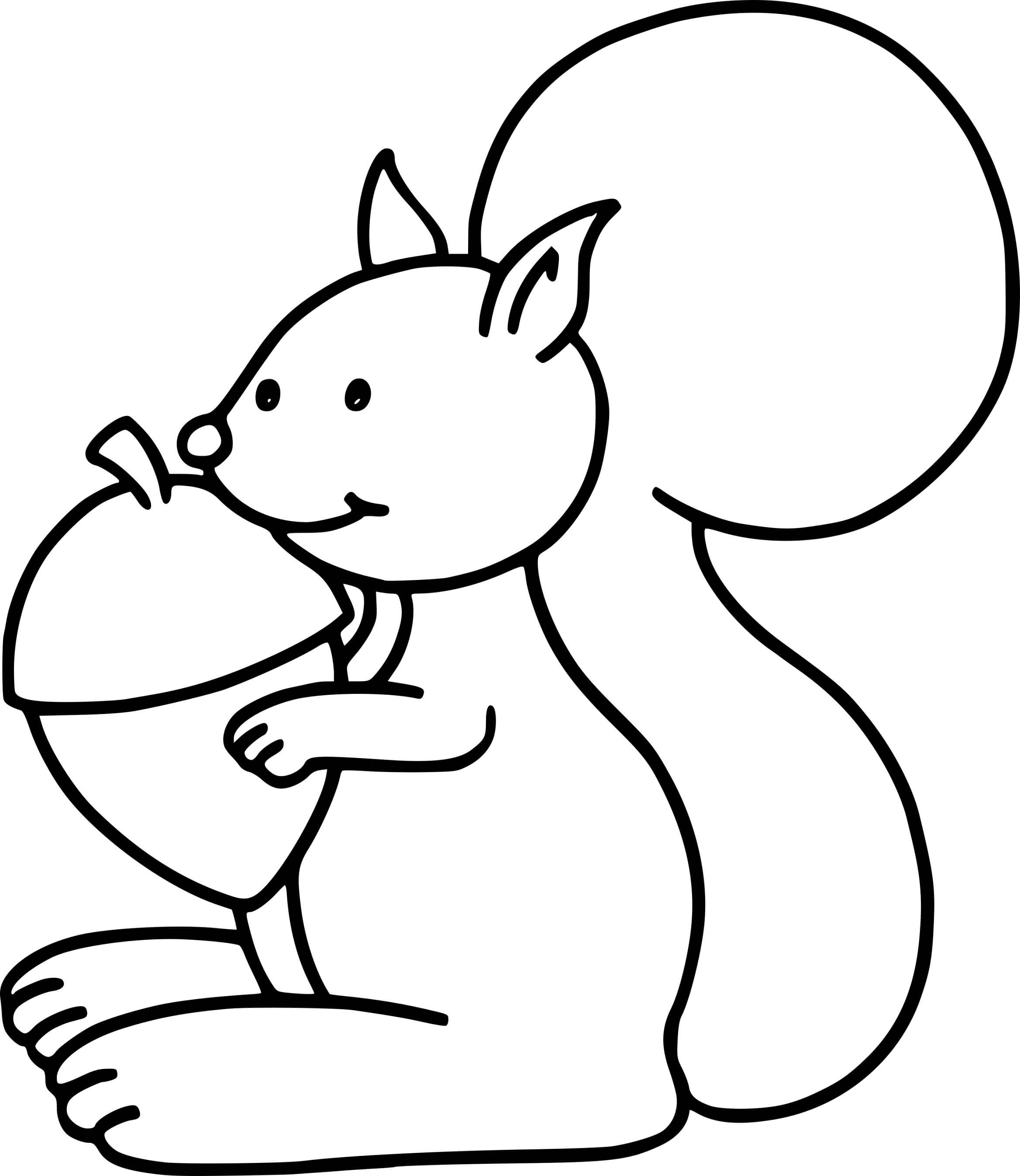 Coloriage Écureuil Facile Maternelle - Écureuil à imprimer