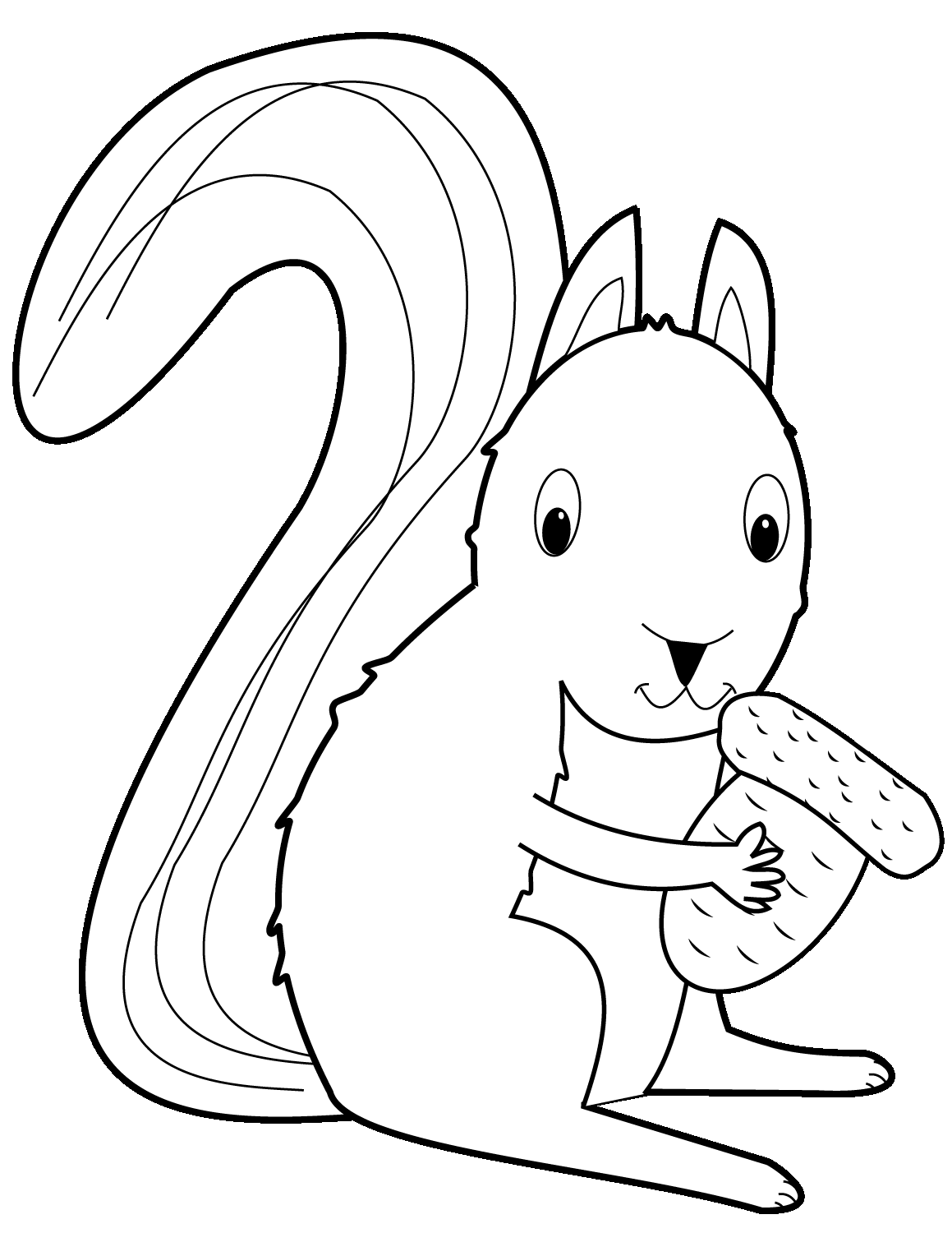 Coloriage Écureuil Mange Une Noisette - Écureuil à imprimer
