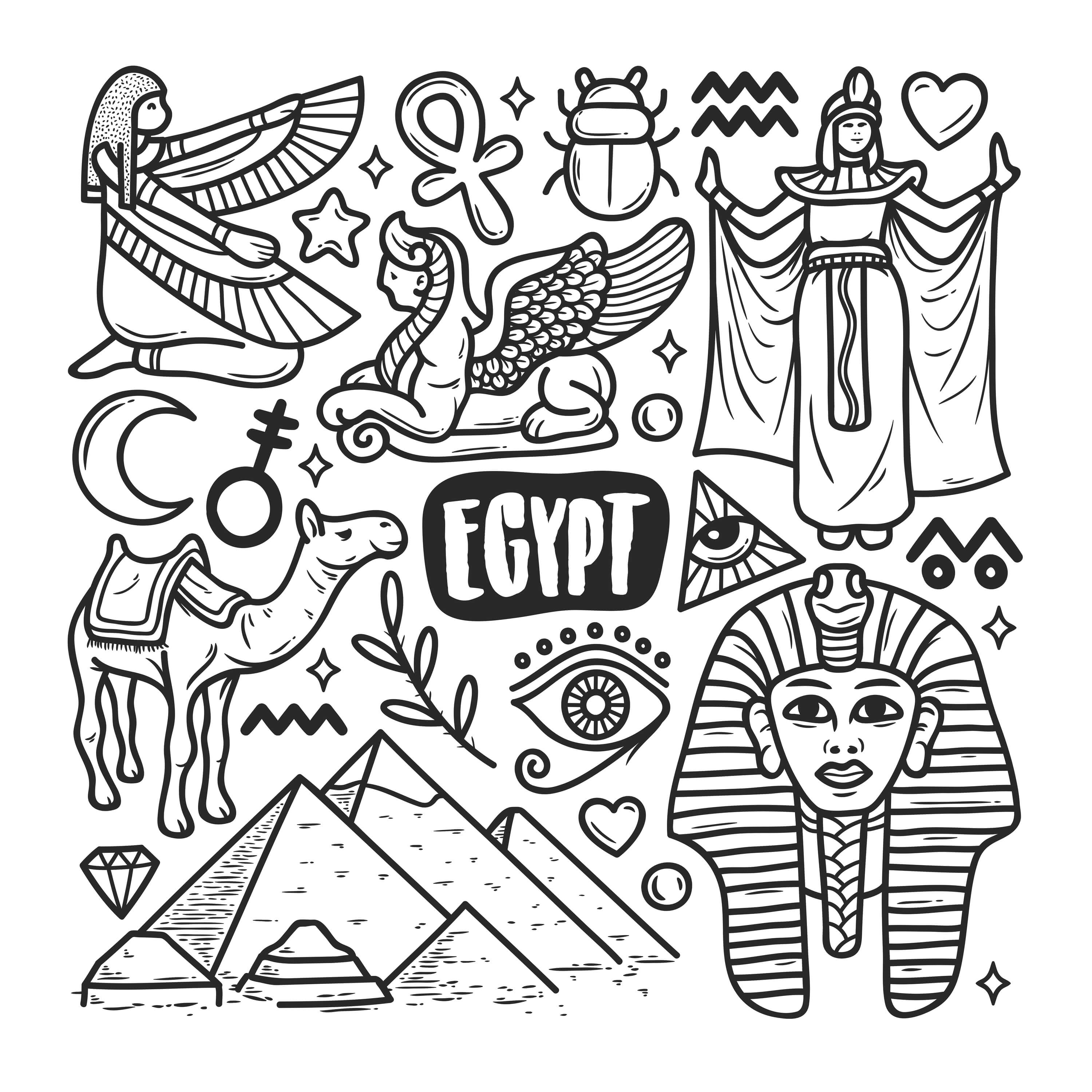 Coloriage Égypte Maternelle Facile - Égypte à imprimer