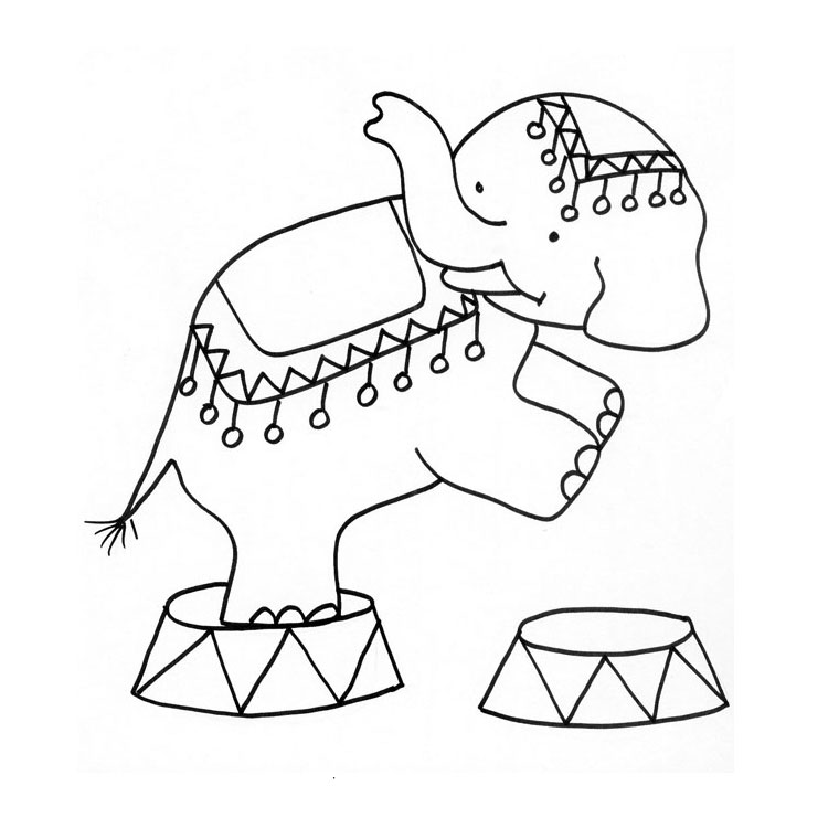 Coloriage Éléphant Cirque - Animaux à imprimer