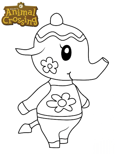 Coloriage Éléphant Cute Girl - Animal crossing à imprimer