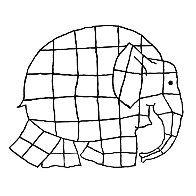 Coloriage Éléphant Elmer - Animaux à imprimer