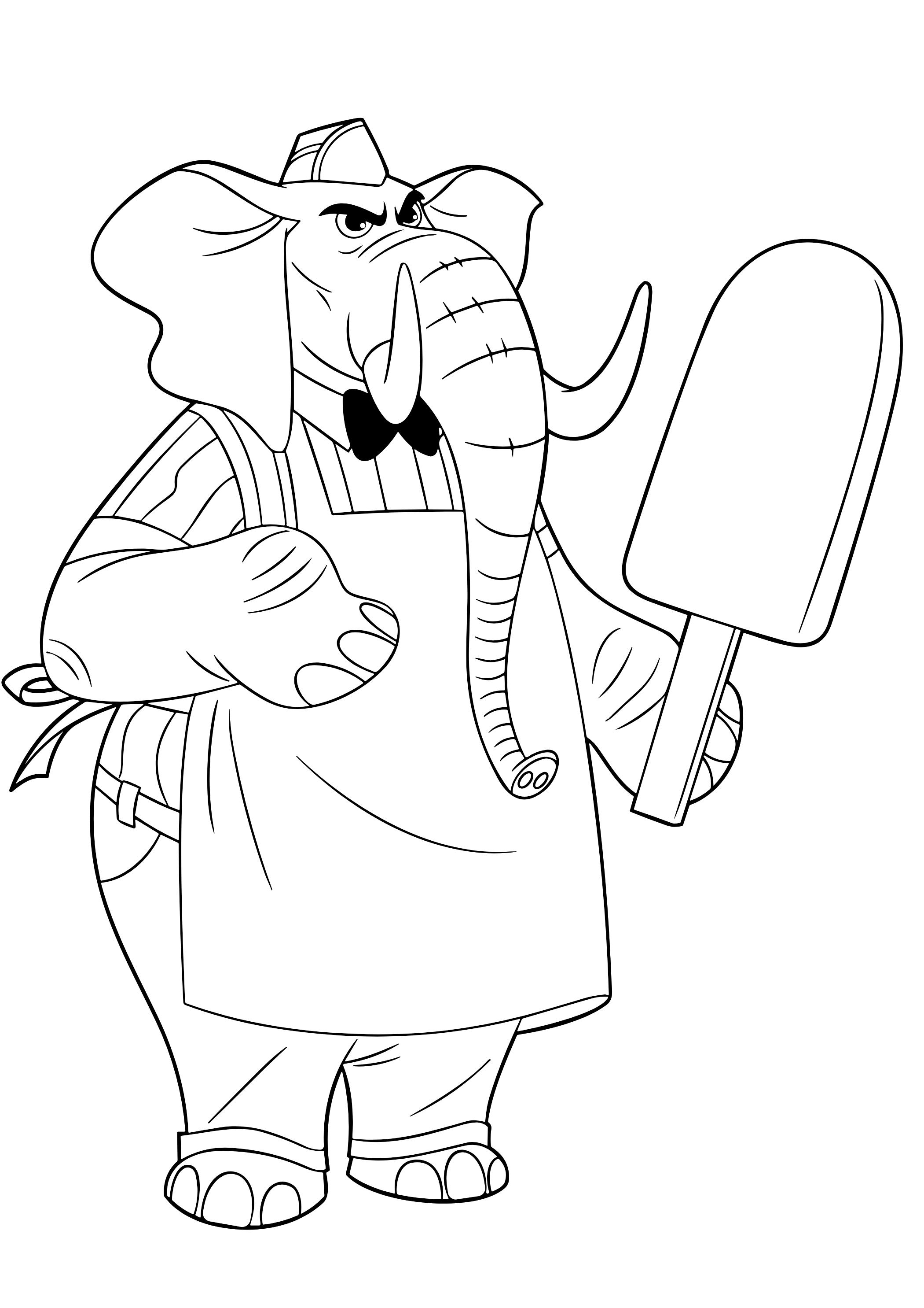 Coloriage Éléphant En Tenue De Cuisinier Tenant Une Sucette Geante - Zootopie à imprimer