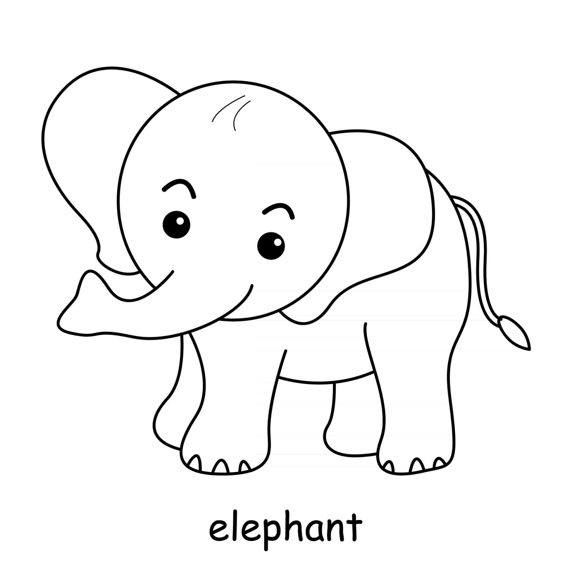 Coloriage Éléphant Mignon Adorable - Animal à imprimer