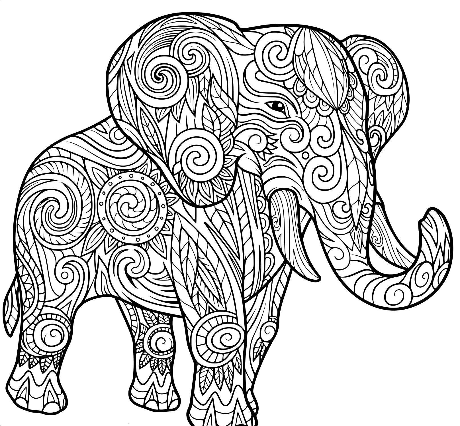 Coloriage Éléphant Pour Adulte Animaux - Éléphant à imprimer