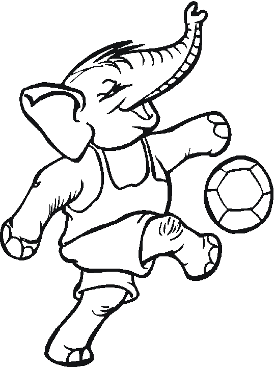 Coloriage Éléphant Qui Joue Au Foot - Football à imprimer