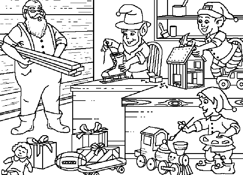 Coloriage Elfs Font Des Jouets - Noël à imprimer