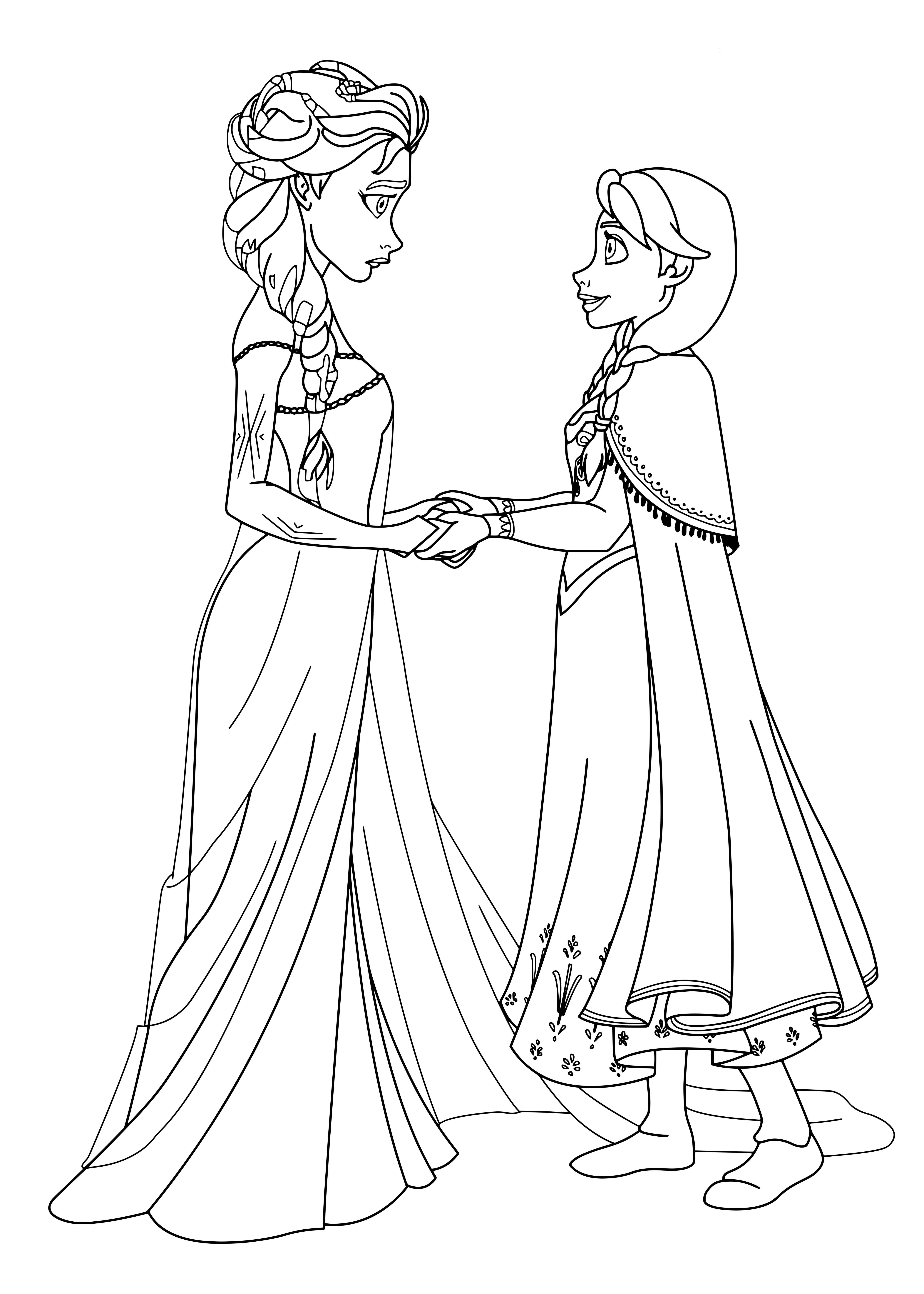 Coloriage Elsa et Anna sœurs glacées Reine des Neiges - Elsa à imprimer
