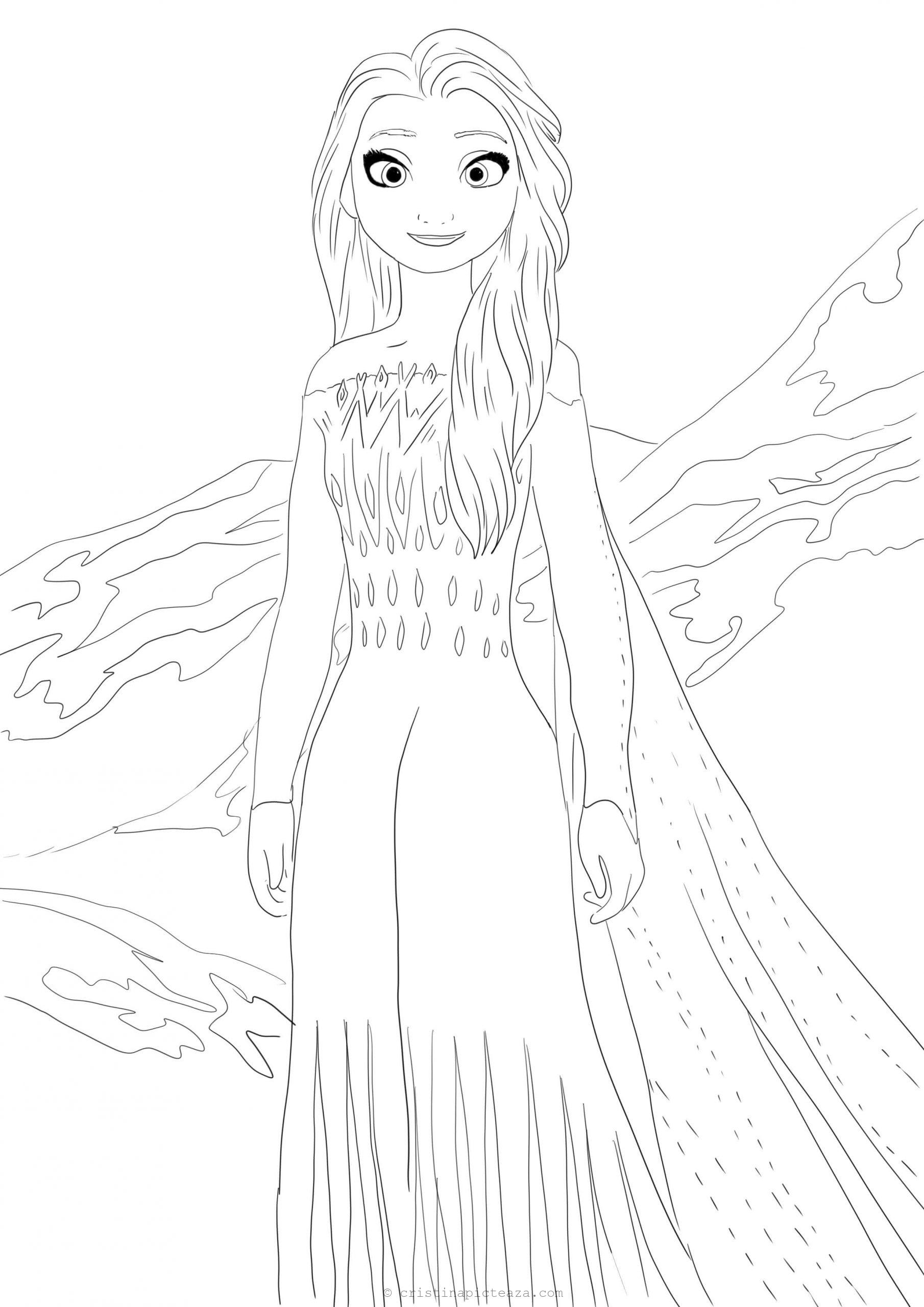 Coloriage Elsa Avec Des Pouvoirs Magiques - La Reine des neiges 2 à imprimer