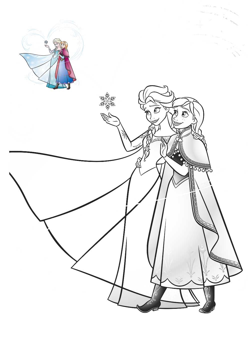 Coloriage Elsa Et Anna Les Deux Princesses Du Royaume Et Sœurs - Elsa à imprimer
