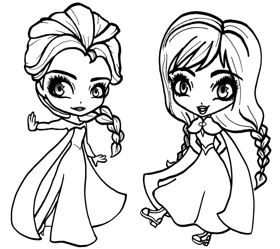 Coloriage Elsa Et Anna Version Manga - Elsa à imprimer