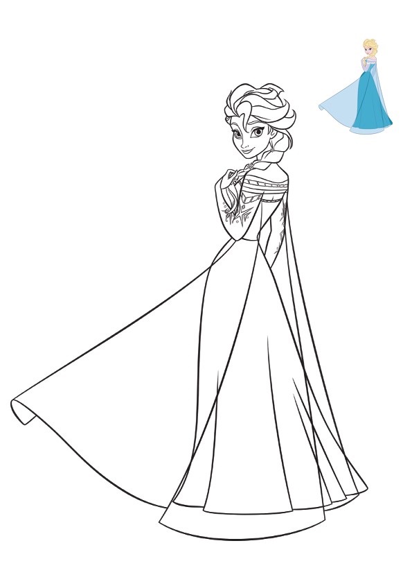 Coloriage Elsa Frozen 2019 Dress Disney - La Reine des neiges à imprimer