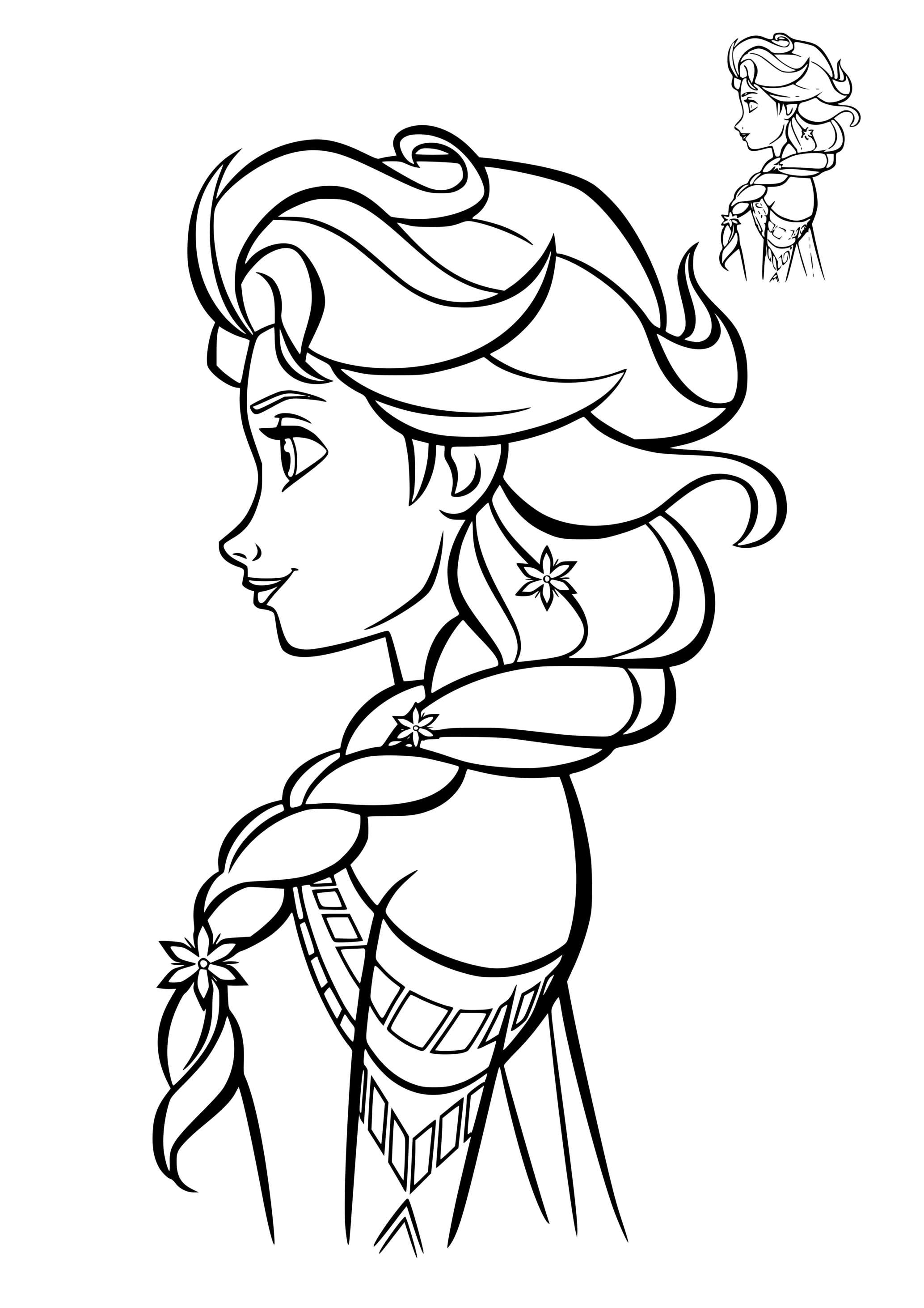 Coloriage Elsa Frozen Profil - Elsa à imprimer