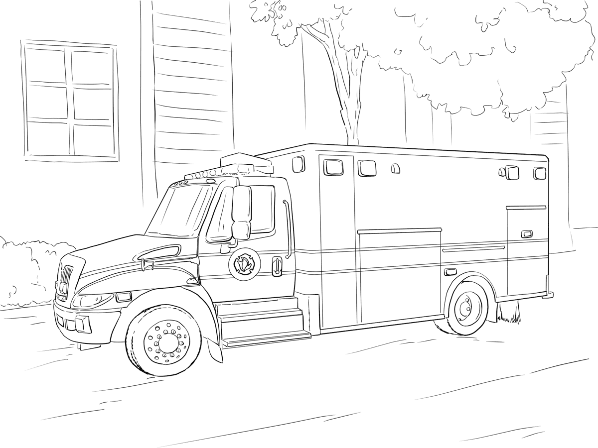 Coloriage Emergency Car - Camion à imprimer