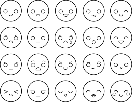 Coloriage Emoticons Lineart - Emoji à imprimer