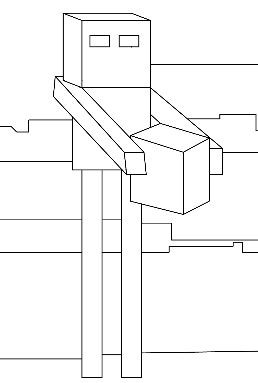 Coloriage Enderman Building A House - Minecraft à imprimer