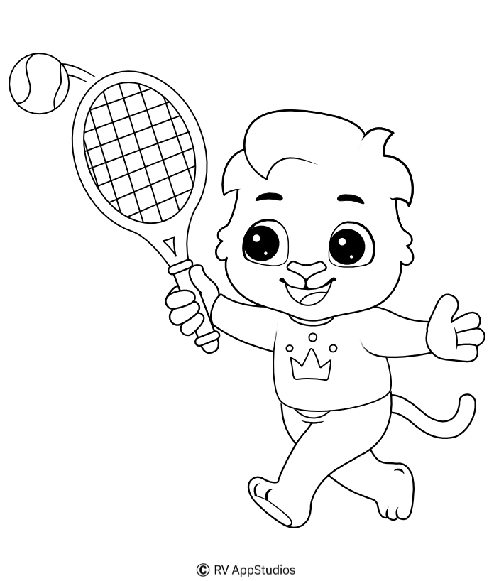 Coloriage Enfant Joueur De Tennis - Tennis à imprimer