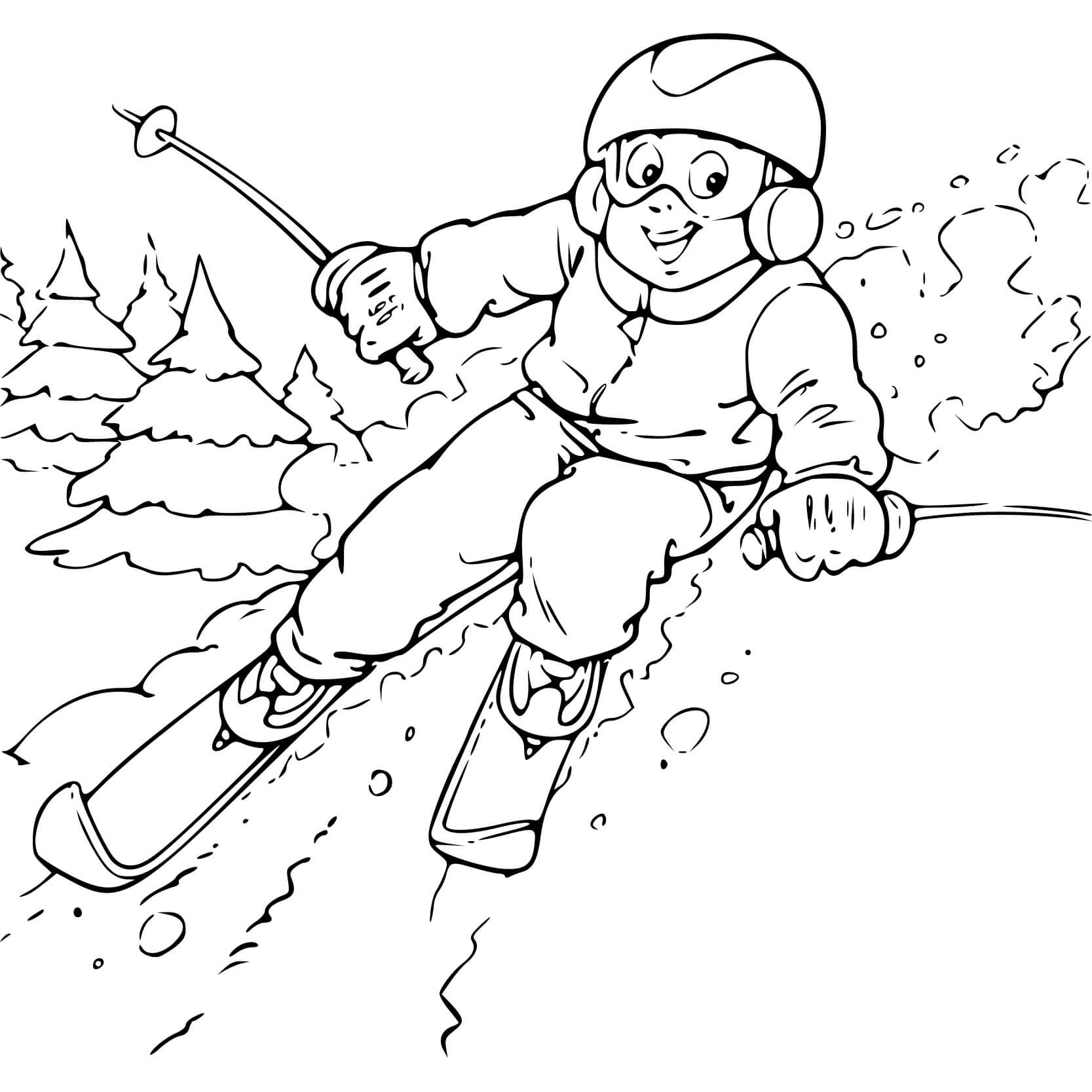 Coloriage Enfant Qui Fait Du Ski - Ski à imprimer