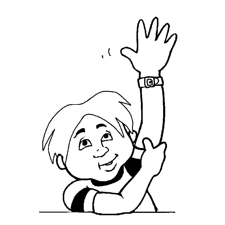 Coloriage Enfant Qui Leve Sa Main - Main enfants à imprimer