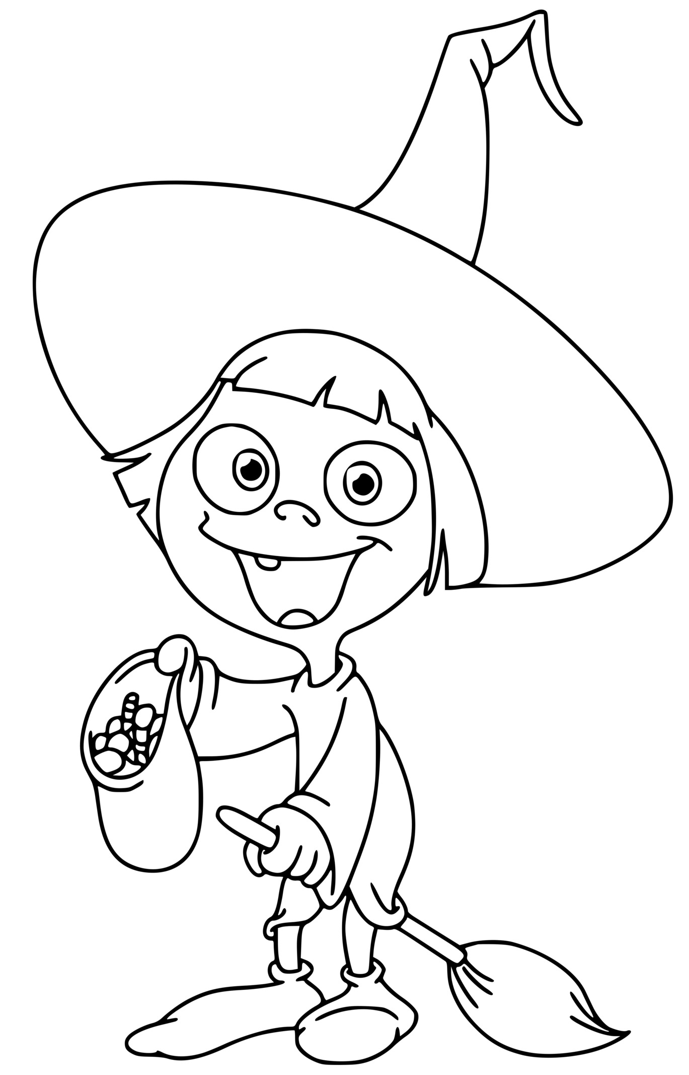 Coloriage Enfant Sorcier Avec Des Bonbons - Halloween à imprimer