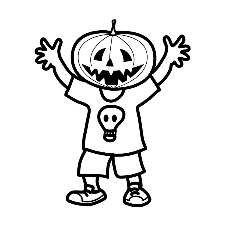 Coloriage Enfant Tête De Citrouille - Halloween à imprimer