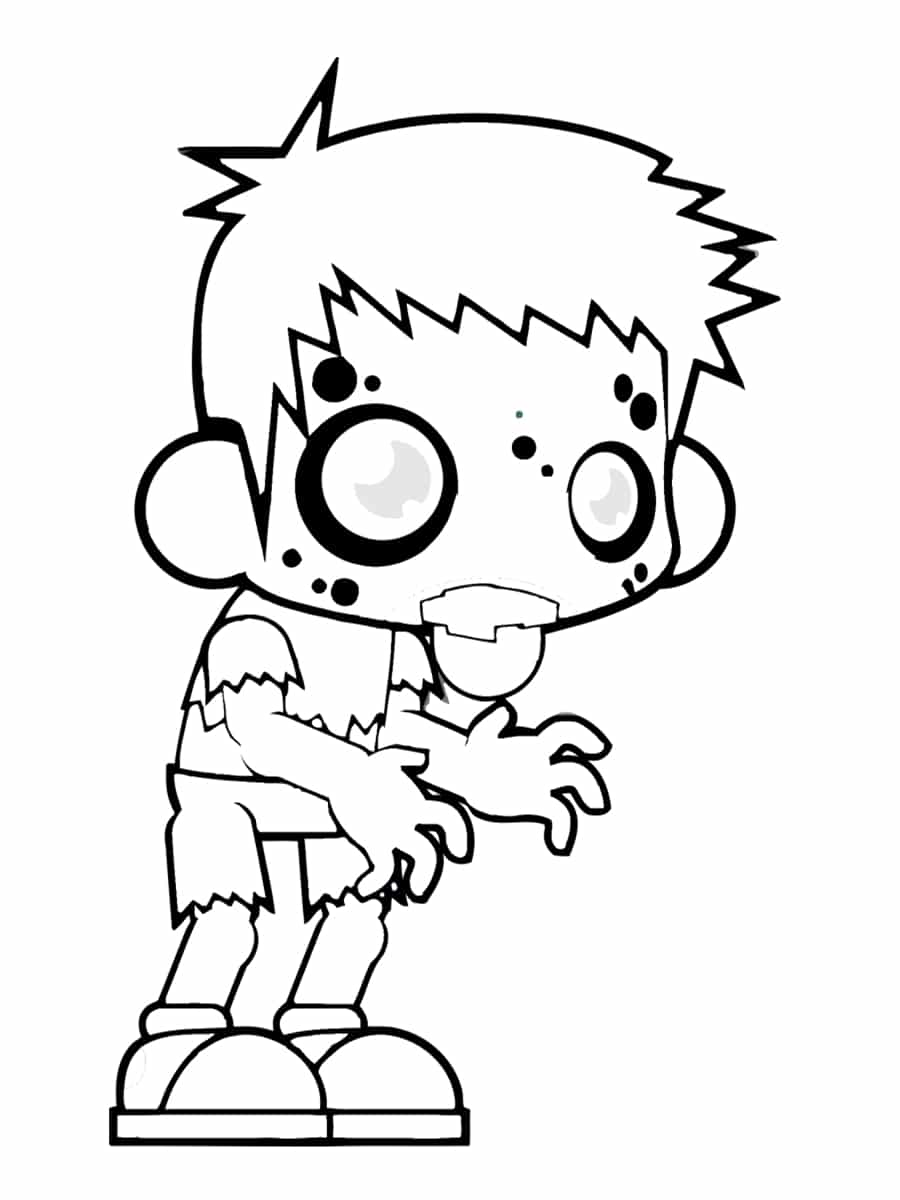 Coloriage Enfant Zombie Créature Fantastique - Zombie à imprimer