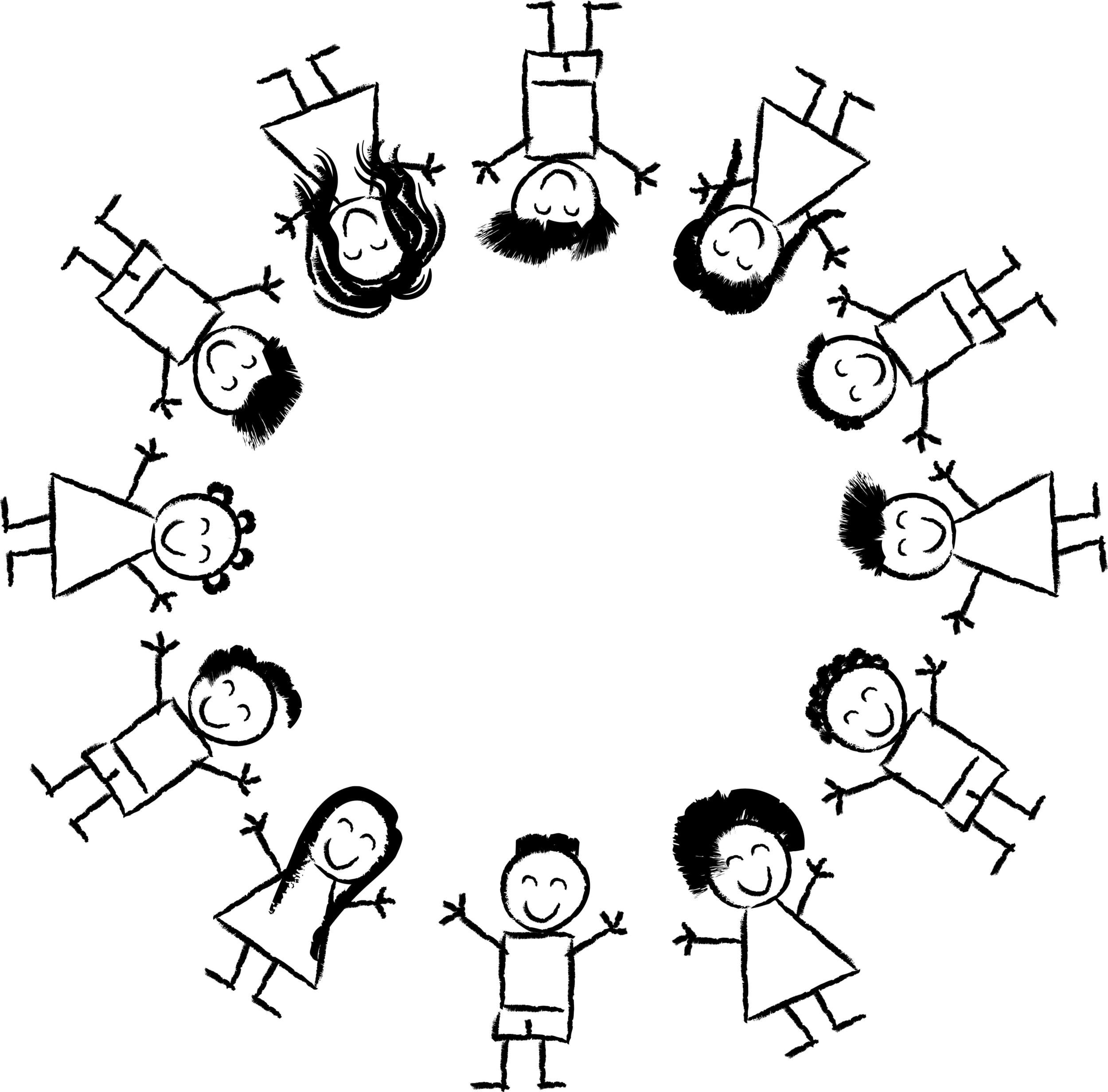 Coloriage Enfants Multiculturel Autour De La Terre Main Dans La Main - Jour de la Terre à imprimer