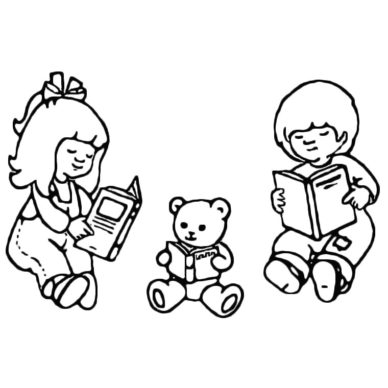 Coloriage Enfants Nounours Livres - Enfants à imprimer
