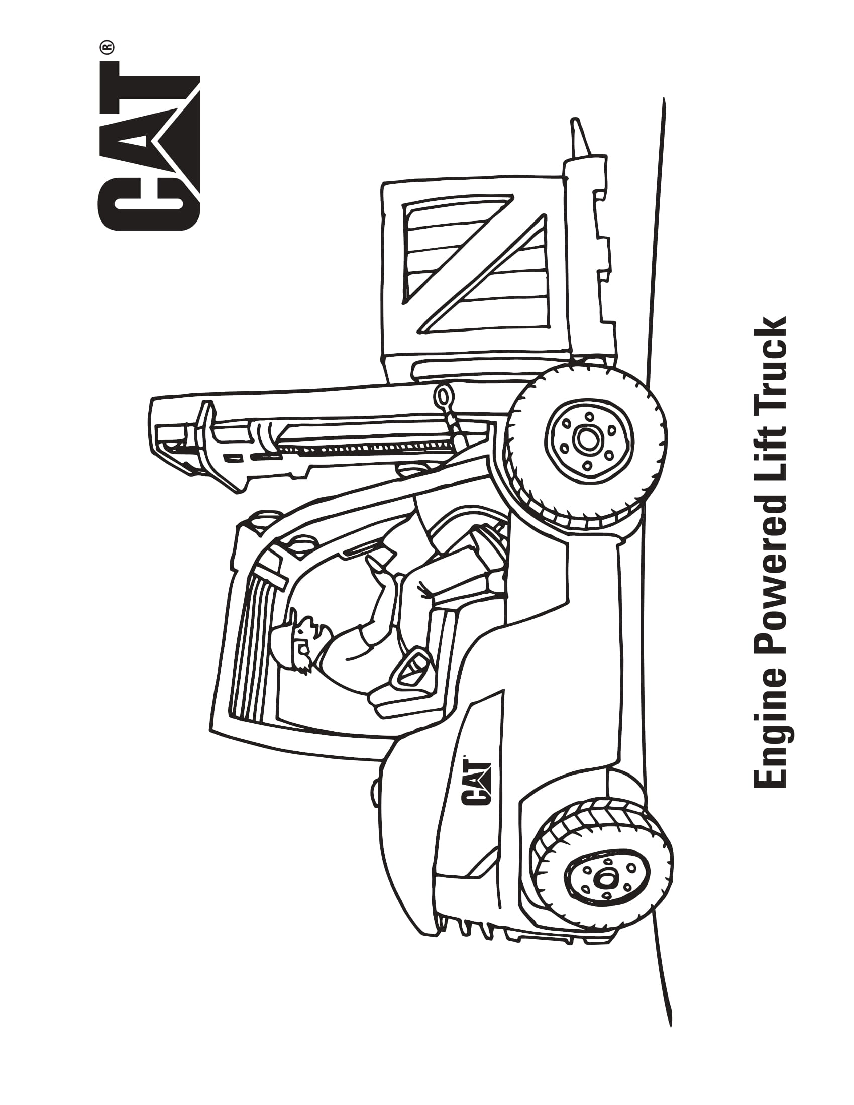 Coloriage Engine Powered Lift Camion Caterpillar - Camion à imprimer
